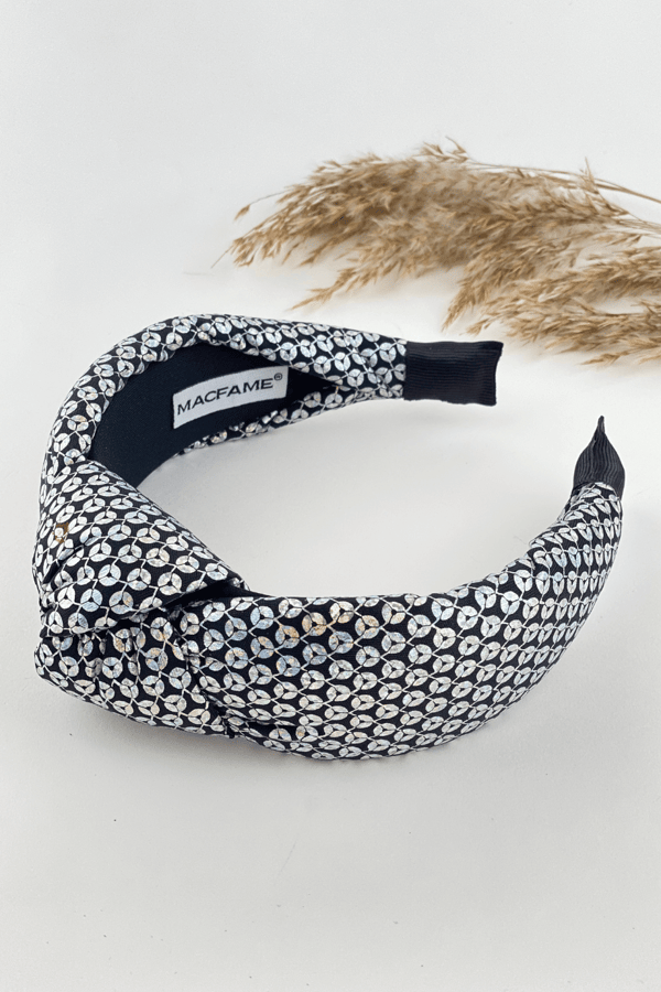 Silver Sequin Printed Women Headband