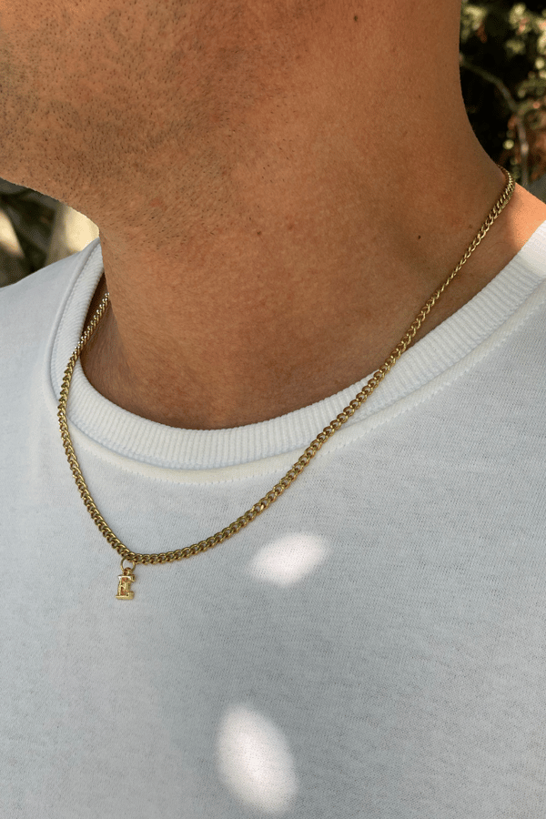 Erkek Çelik Harf Kolye - Gold