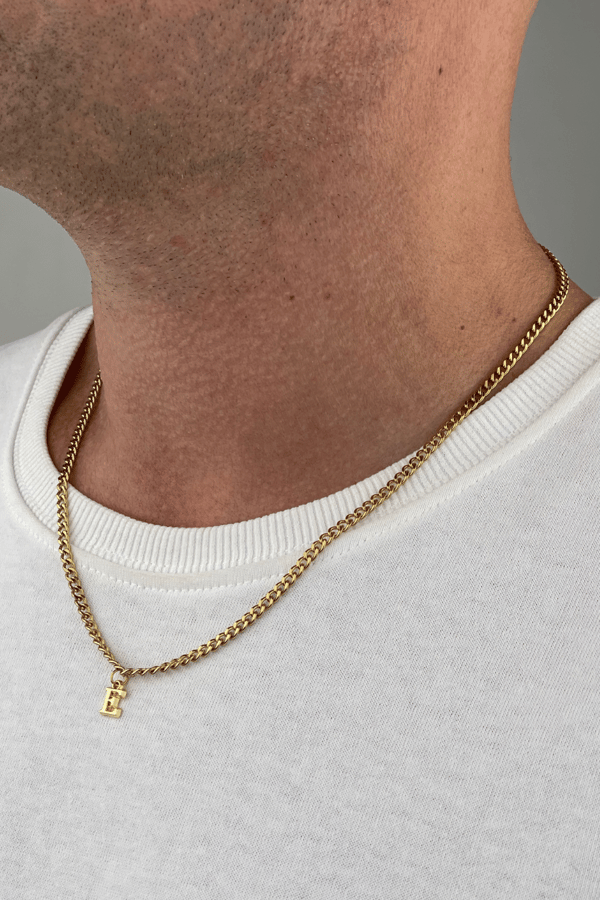 Erkek Çelik Harf Kolye - Gold