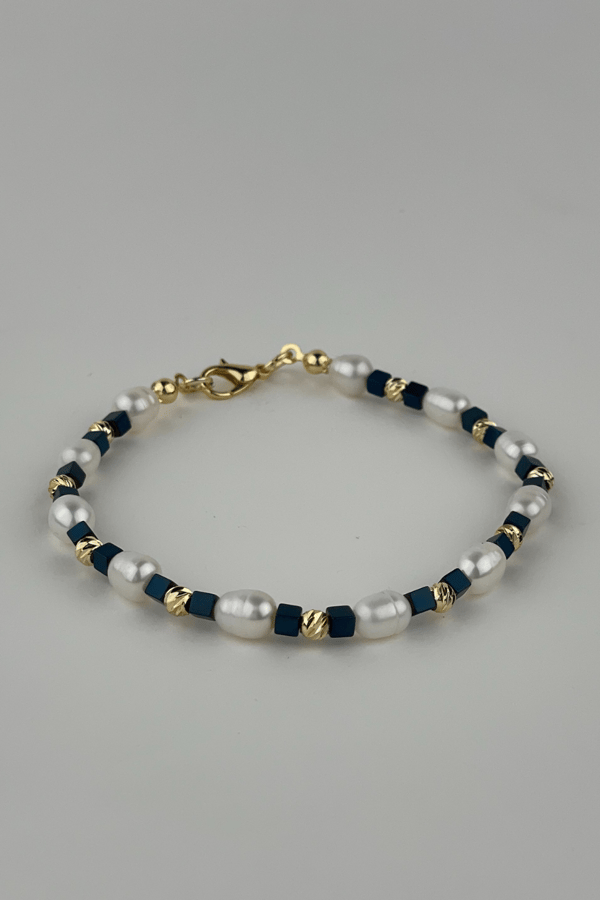Mens Freshwater Pearl Silver Bracelet