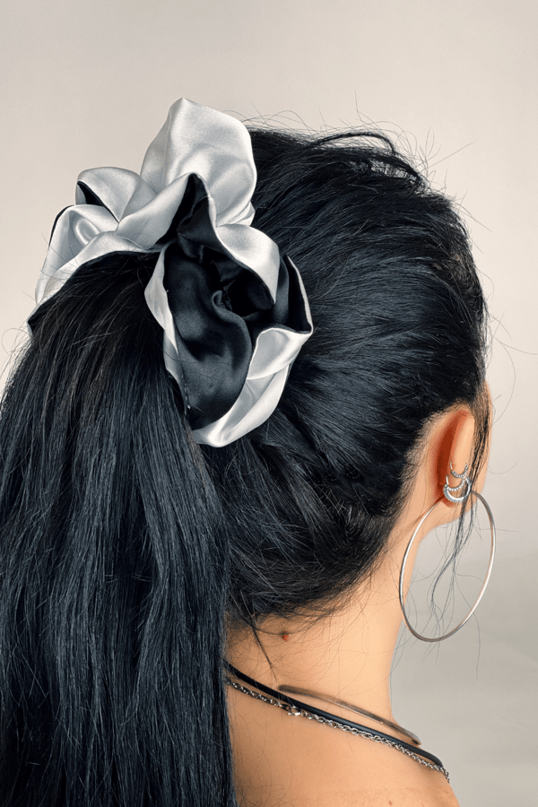 Ruffle Oversized Satin Scrunchie White