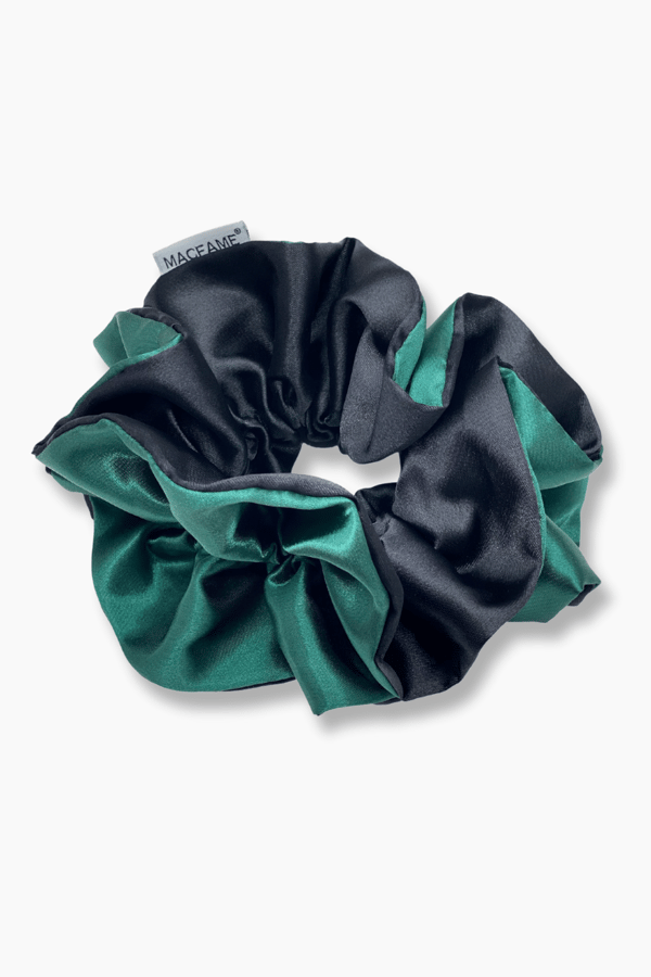 Ruffle Oversized Satin Scrunchie Green