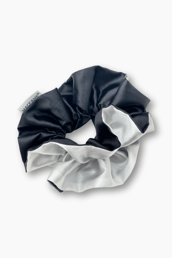 Ruffle Satin Scrunchie White