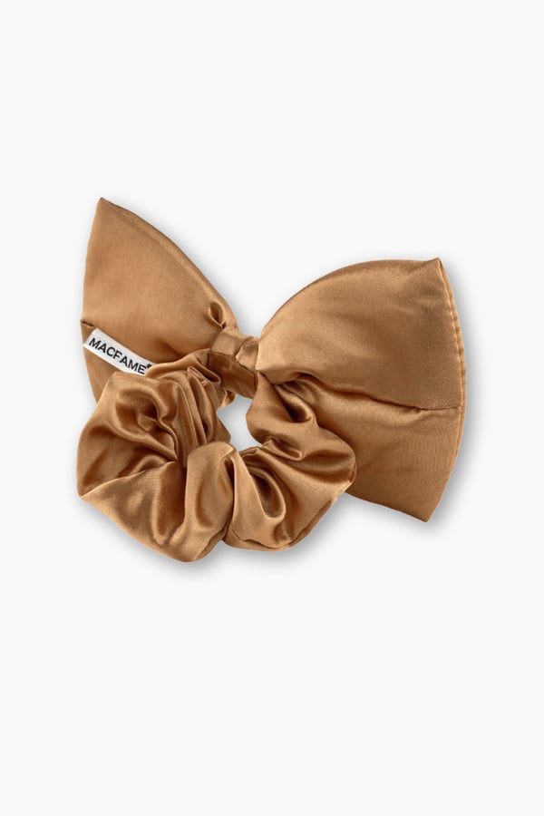 Big Bow Satin Scrunchie Gold
