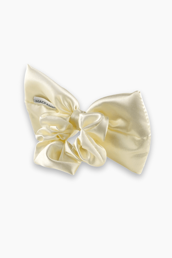 Big Bow Satin Scrunchie White