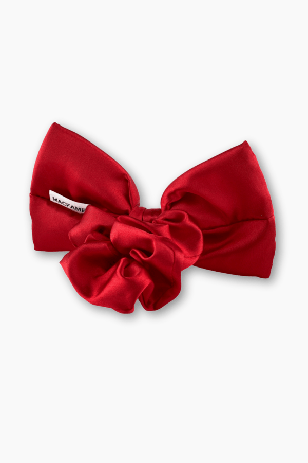 Big Bow Satin Scrunchie Red