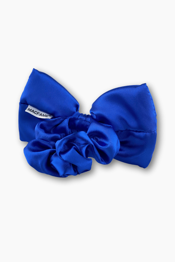 Big Bow Satin Scrunchie Royal Blue