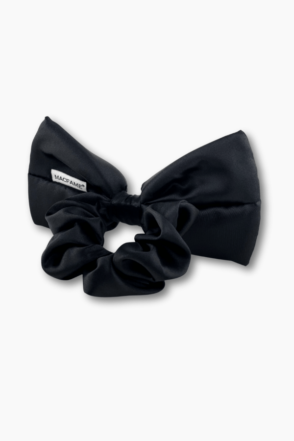 Big Bow Satin Scrunchie Black