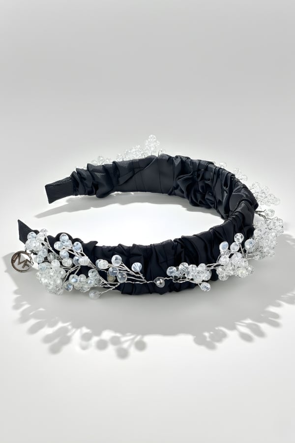 Crystal Embellished Bridal Headband Black