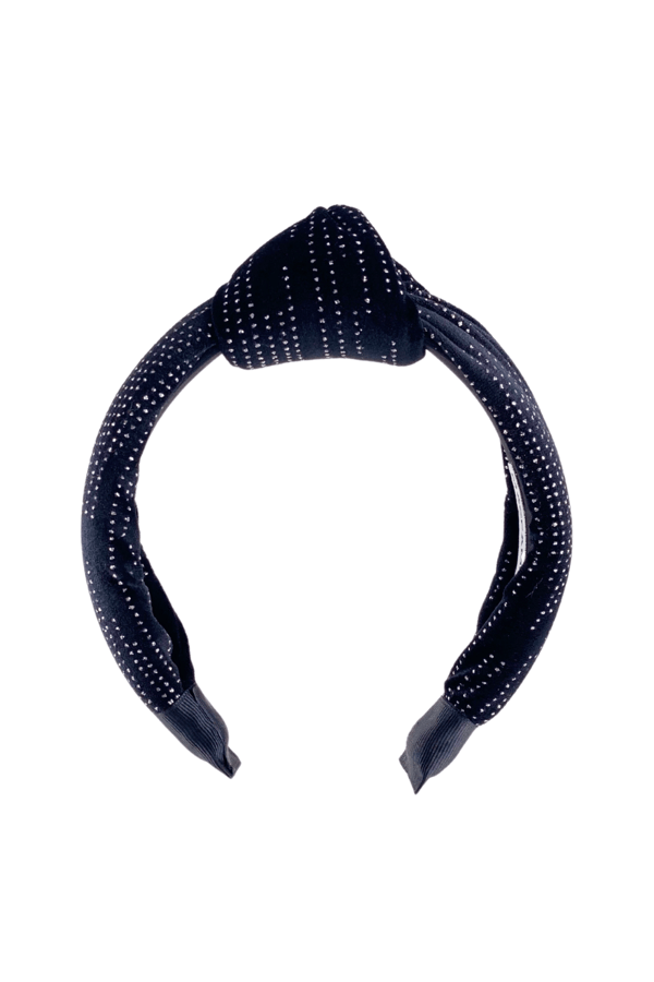 Velvet Headband with Silver Stone Emblishment