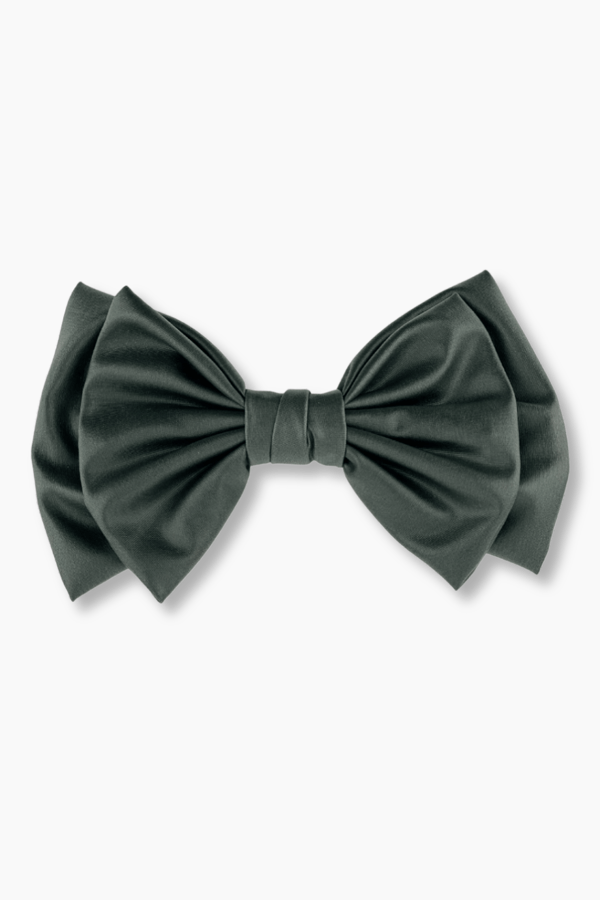 Khaki Leather Layered Bow Hair Clip