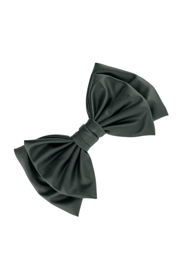 Khaki Leather Layered Bow Hair Clip