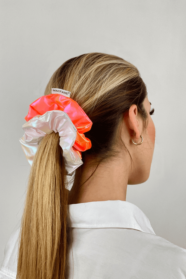 Waterproof Big Scrunchie White-Orange