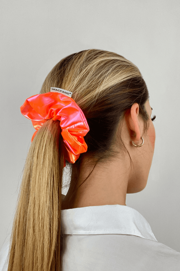 Waterproof Big Scrunchie White-Orange