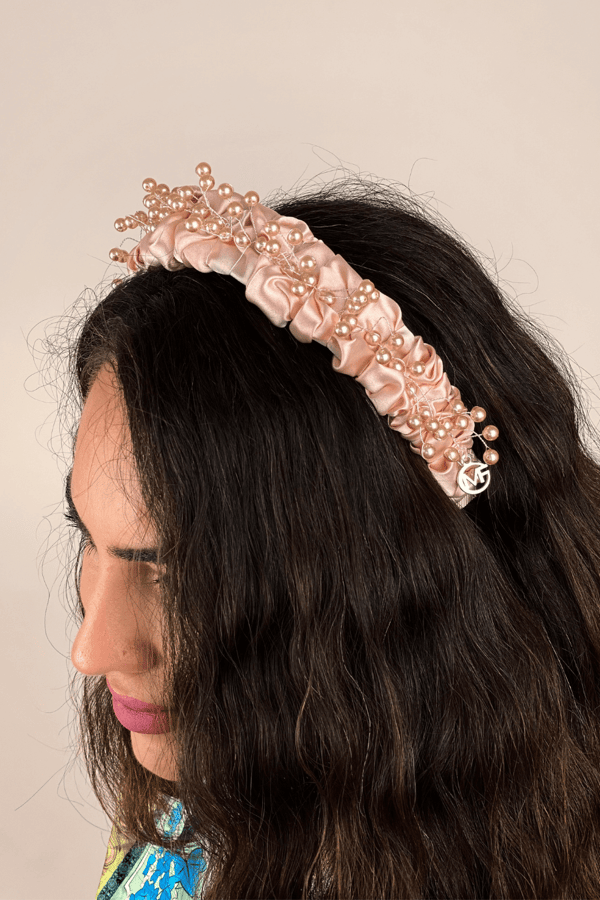Pearl Embellished Satin Headband