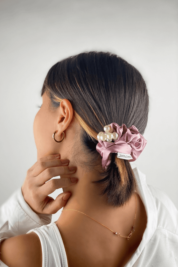 Pearl Satin Scrunchie Lilac