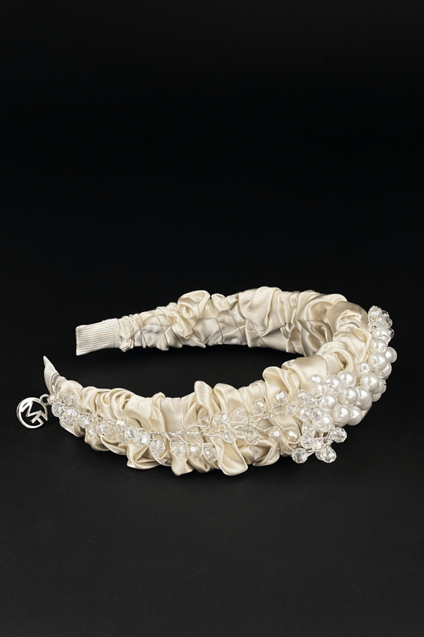 Crystal & Pearl Bridal Headband Cream