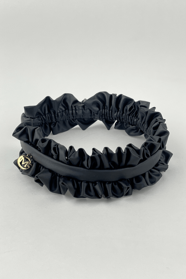Leather Accordion Women Headband Black