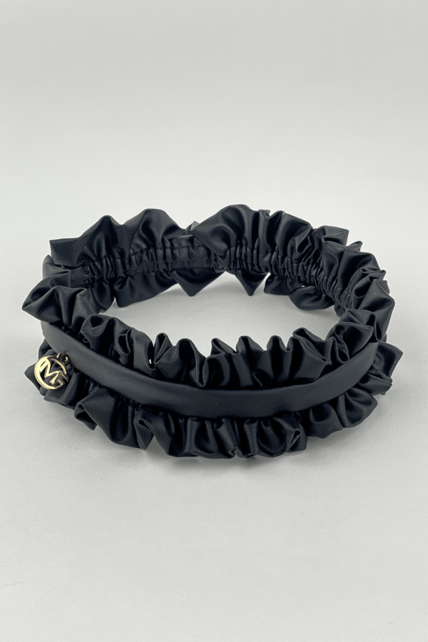 Black Leather Accordion Headband for Women