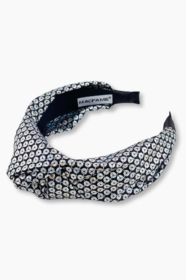 Silver Sequin Printed Headband for Women