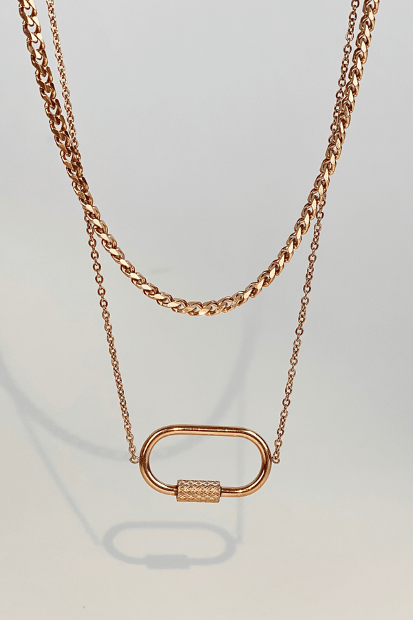Lock Multi Layer Necklaces Bronze