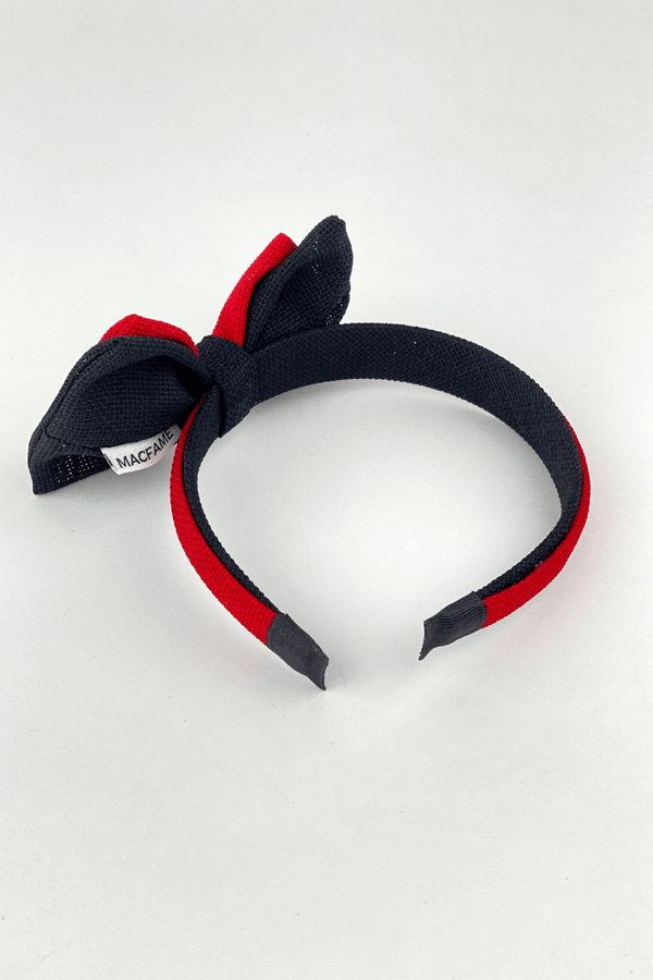 Linen Bow Headband Red
