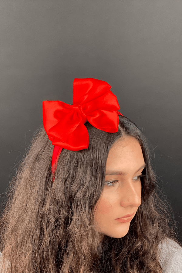 Red Bow Satin Headband
