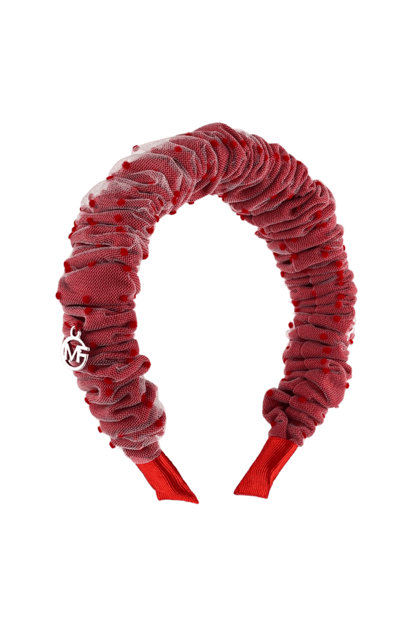 Polka Dot Accordion Headband Red