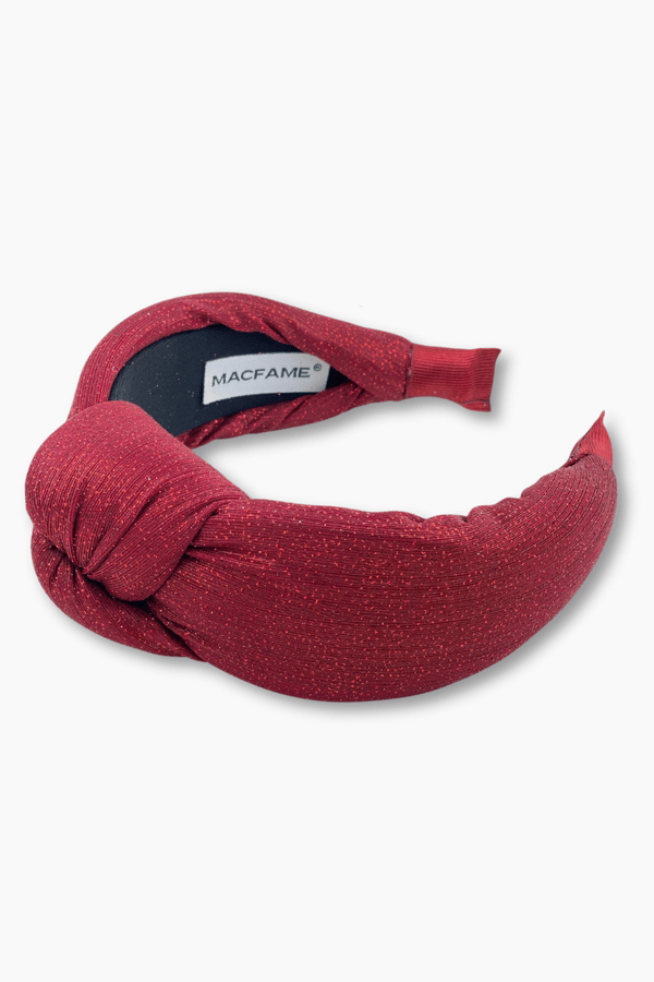Red Silvery Knotted Headband for Women