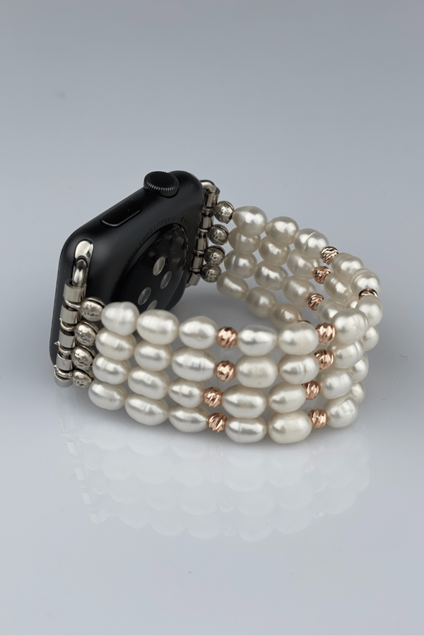 Freshwater Pearl Apple Watch Band - Rose Gold - 4 Rows
