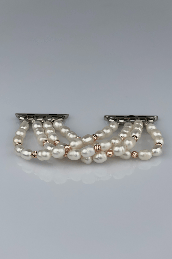 Freshwater Pearl Apple Watch Band - Rose Gold - 4 Rows