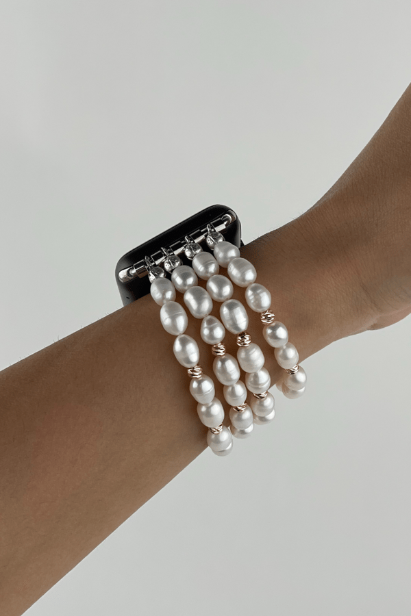 Kişiye Özel İncili Apple Watch Kordon - Rose Dorikalı