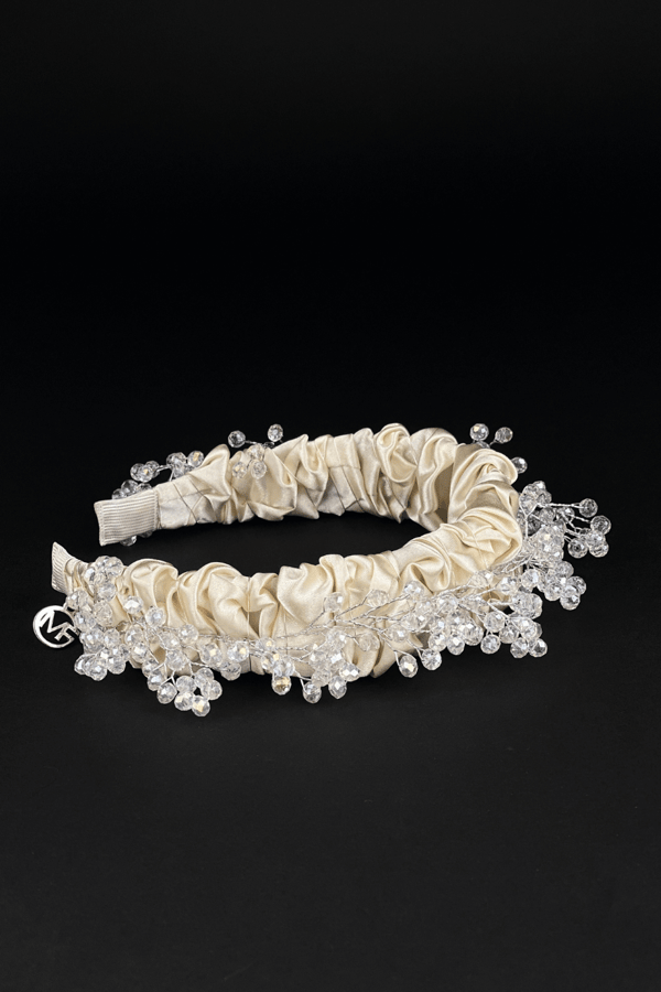 Crystal Embellished Bridal Headband Cream Color