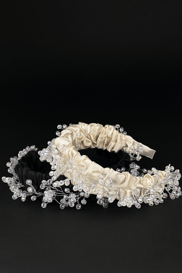 Crystal Embellished Bridal Headband Cream Color