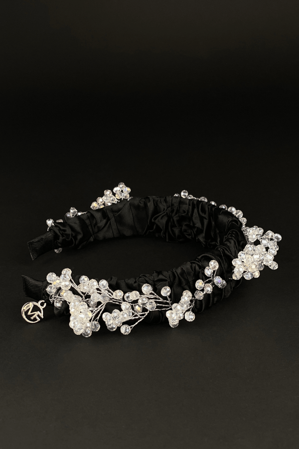 Crystal Embellished Bridal Headband Black