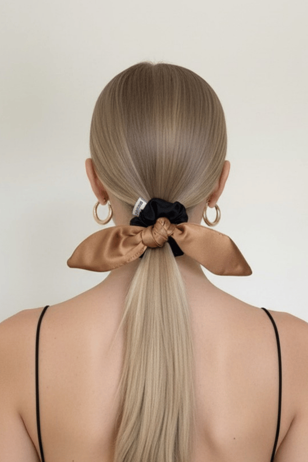 Bunny Ears Satin Scrunchie Gold