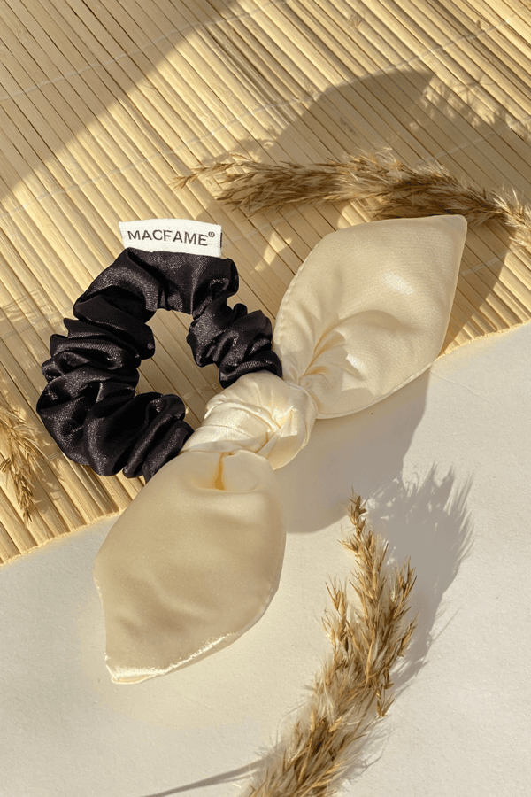 Bunny Ears Satin Scrunchie White