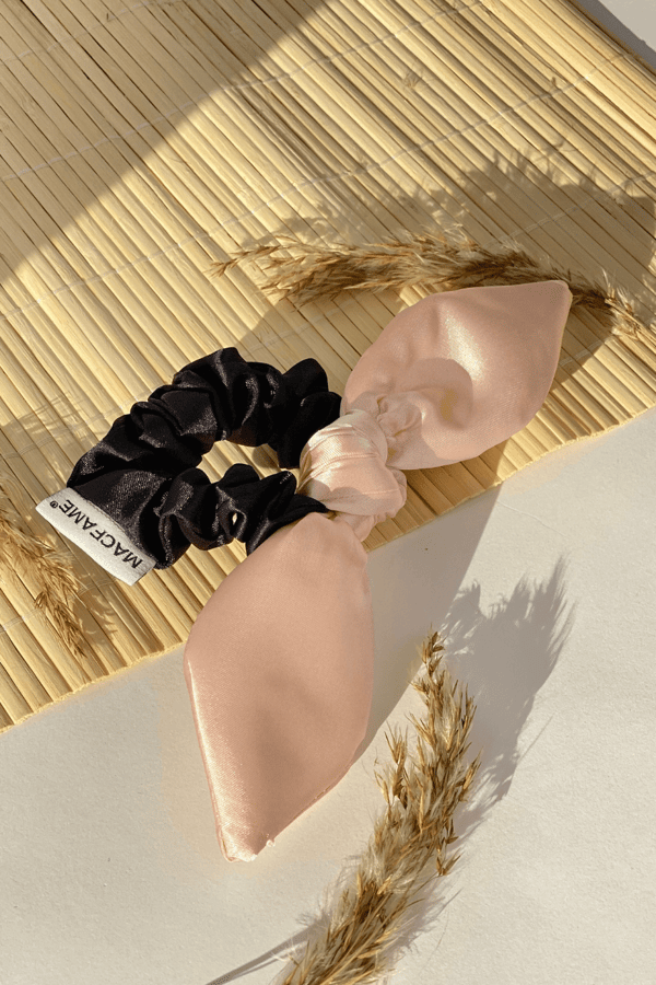 Bunny Ears Satin Scrunchie Powder