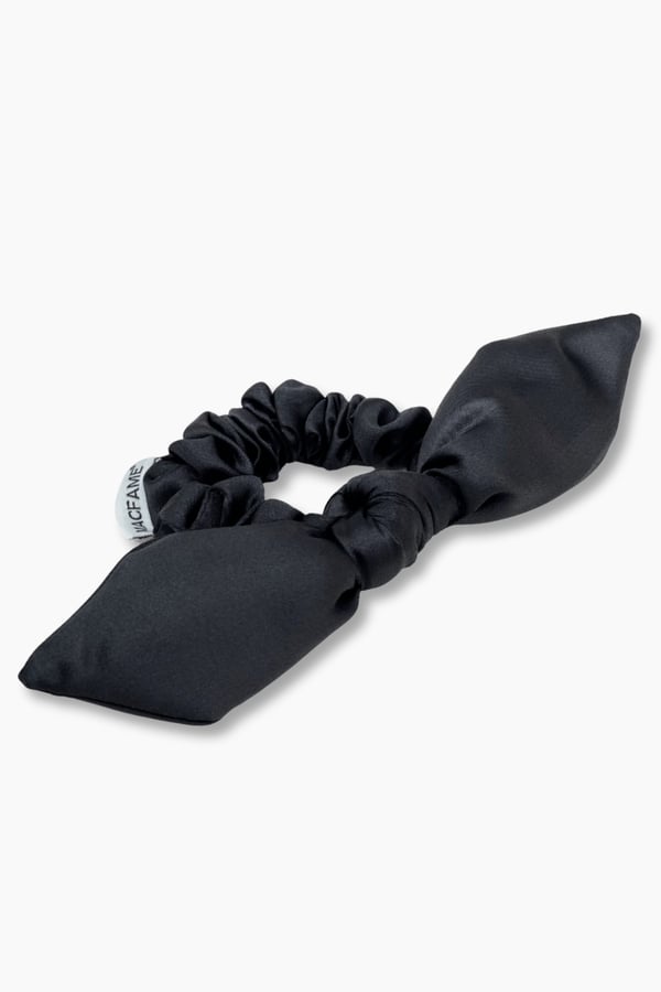 Bunny Ears Satin Scrunchie Black
