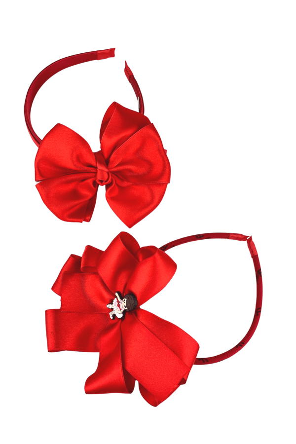 Bow Satin Headband Set Red