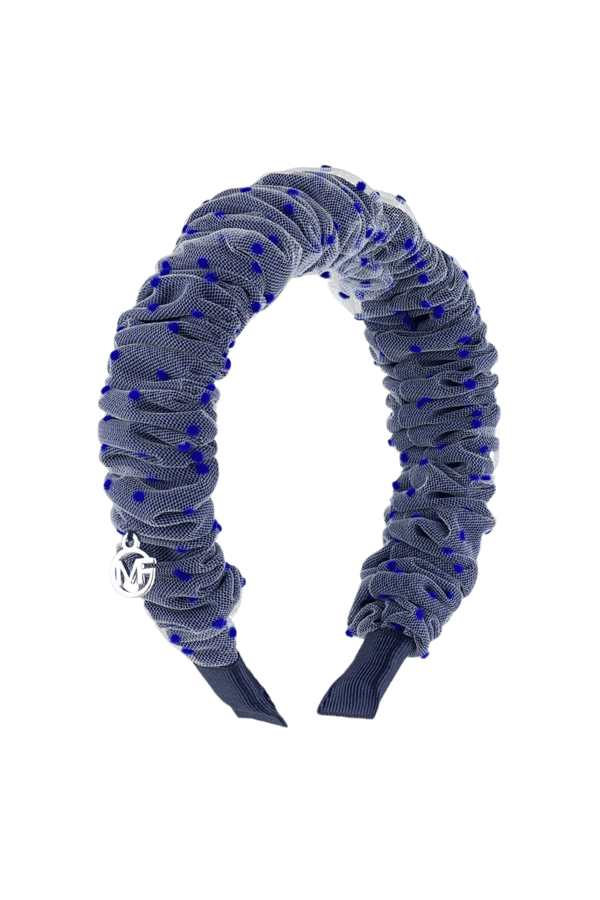 Polka Dot Accordion Headband Navy Blue