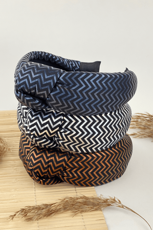 Zigzag Print Navy Blue Headband for Women