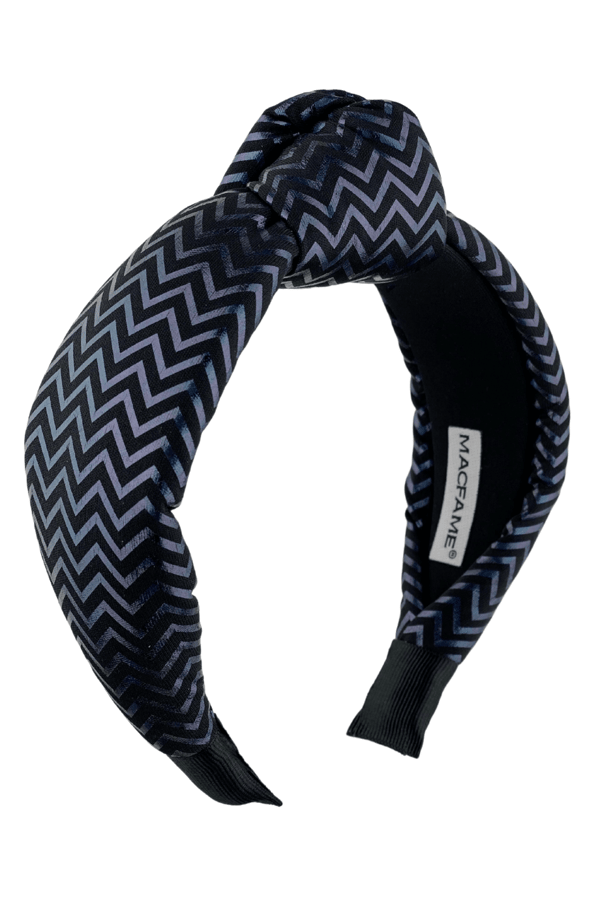 Zigzag Print Navy Blue Headband for Women