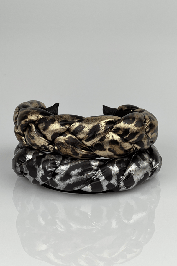 Leopard Print Padded Headband Silver