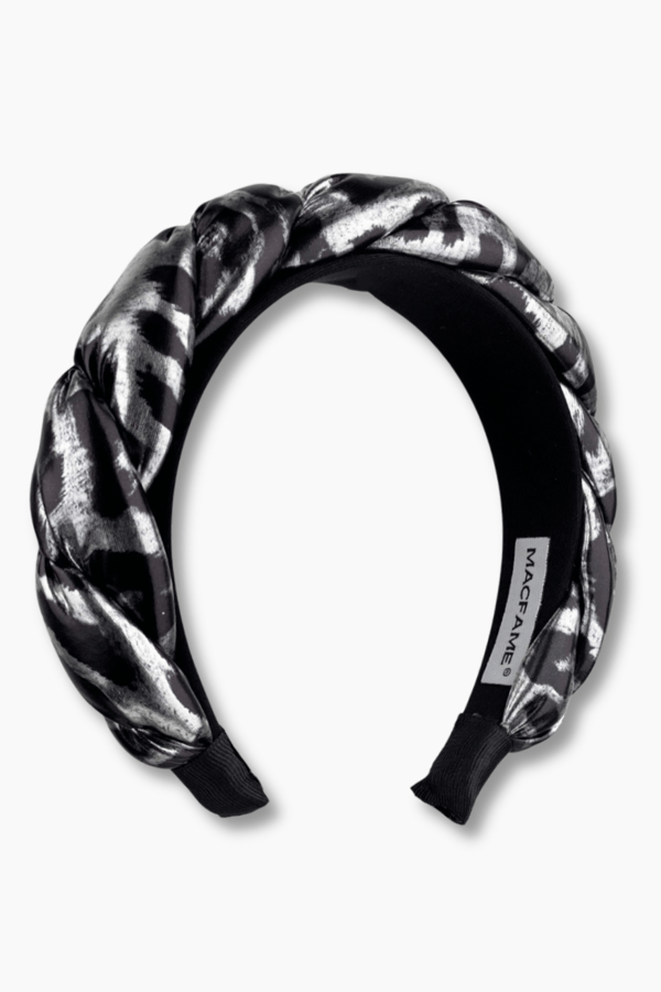 Leopard Print Padded Headband Silver