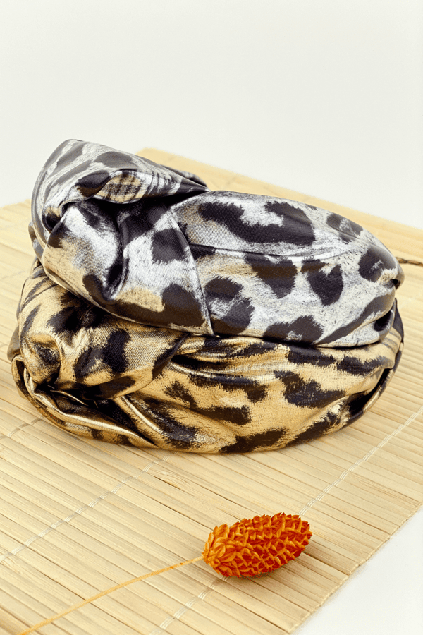Copper Leopard Printed Leather Headband