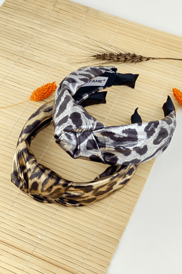 Copper Leopard Printed Leather Headband