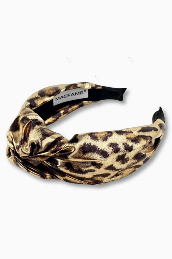 Copper Leopard Printed Leather Headband