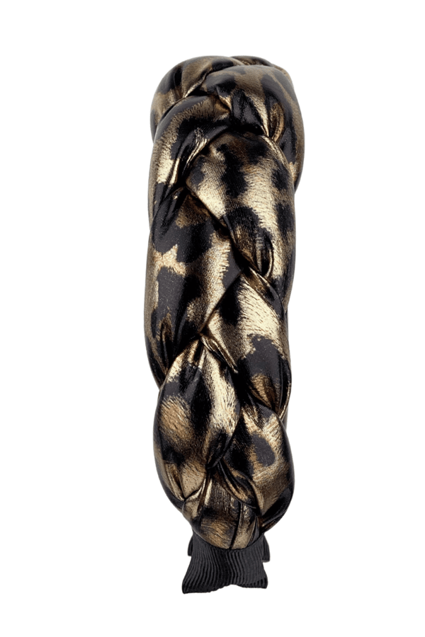 Leopard Print Braided Headband Copper