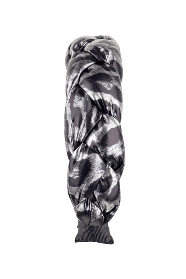 Leopard Print Braided Headband Silver